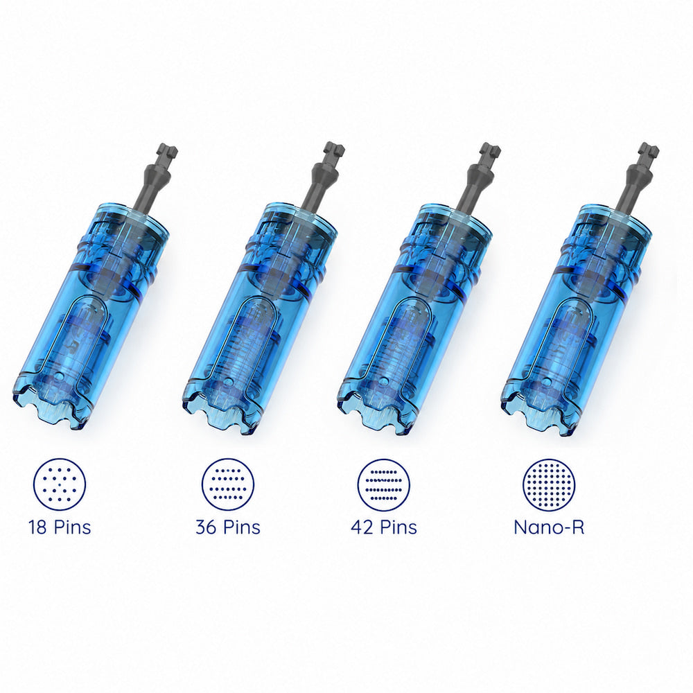 Cartucce ad ago per Dr. Pen M9 per microneedling, incluse 18-pin, 36-pin, 42-pin e Nano-R per diversi trattamenti della pelle e tipi di pelle.