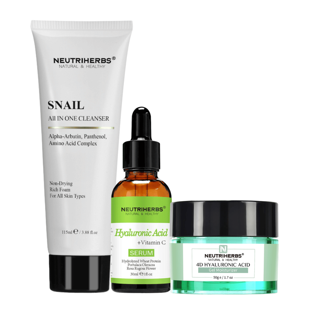 Hydration Routine Kit con Hyaluronic Acid Serum, 4D Hyaluronic Acid Gel e Snail Cleanser