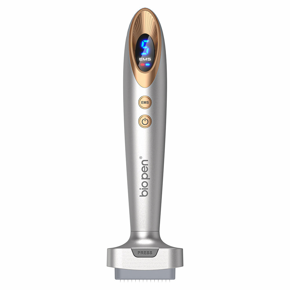 Bio Pen Bio 6 microneedling-penna med EMS och LED-display – avancerat verktyg för hudföryngring, ökad absorption och professionell ansiktsbehandling.