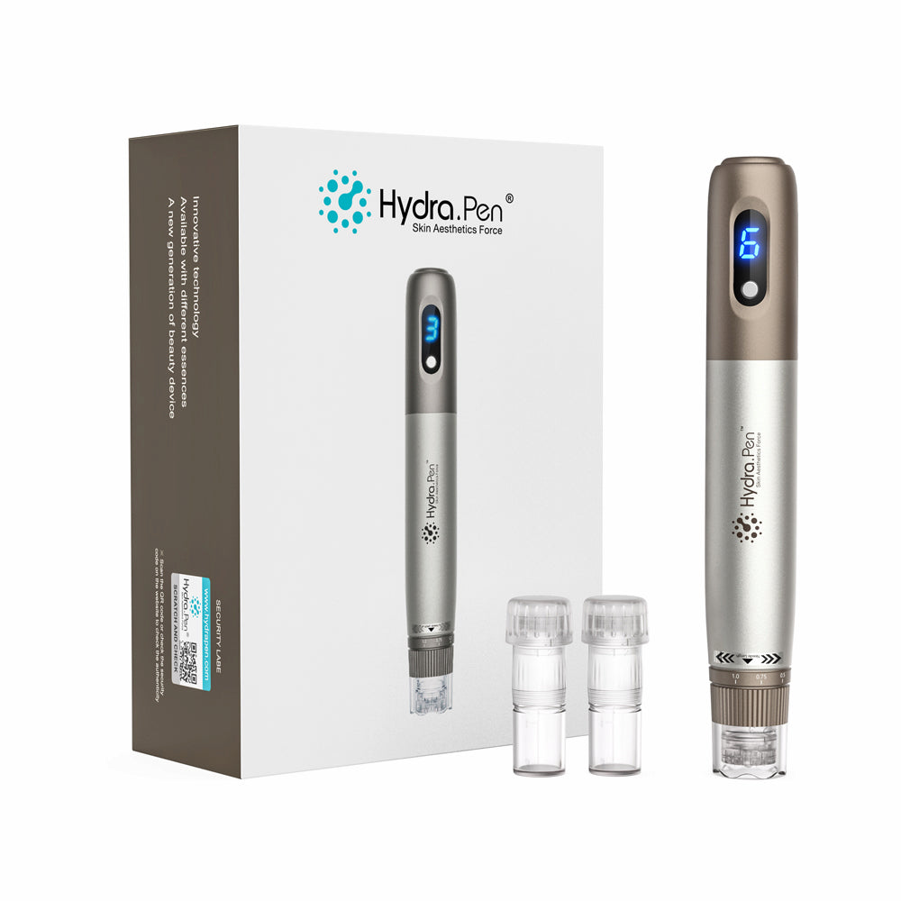 HydraPen h3 microneedling-penna con display LED della velocità, due cartucce di aghi e confezione - dispositivo professionale per trattamento della pelle e applicazione di siero.