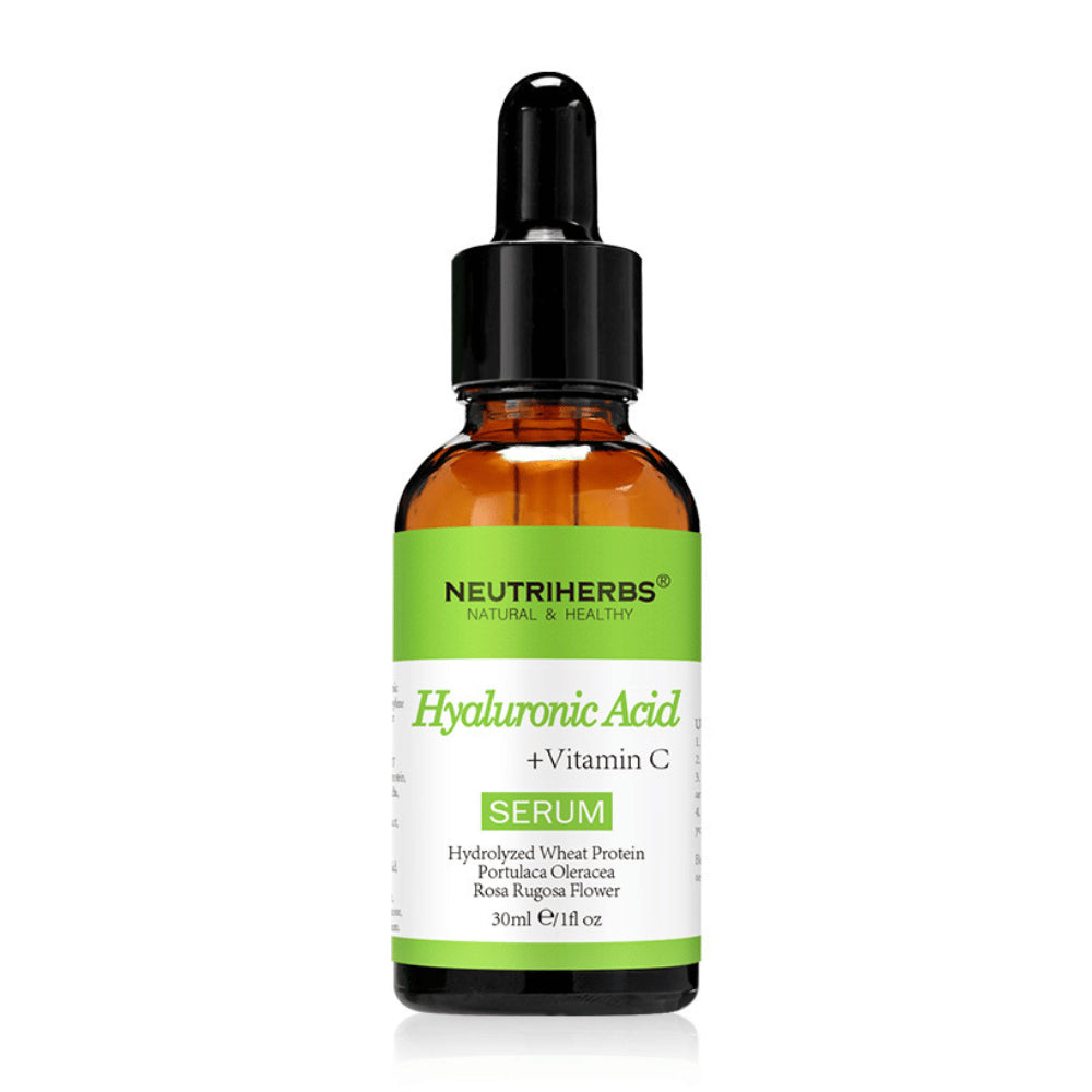 Neutriherbs Hyaluronic Acid + Vitamin C Serum 30 ml con acido ialuronico e vitamina C. Siero viso idratante che dona luminosità, uniforma il tono della pelle e aiuta a ridurre le linee sottili per una pelle morbida e fresca.