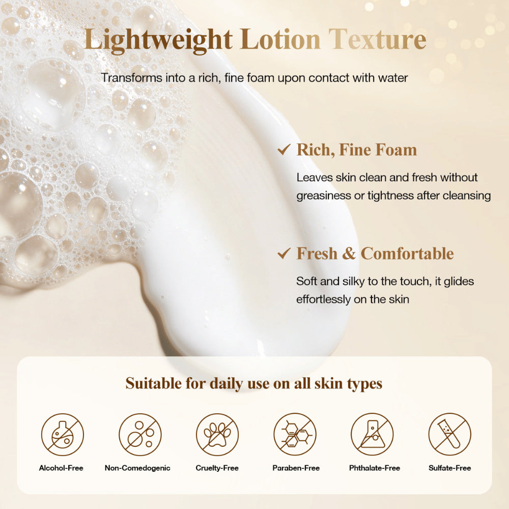 Neutriherbs Snail All In One Cleanser con una leggera texture in lozione che si trasforma in una ricca schiuma detergente e pulisce delicatamente la pelle senza seccarla – adatto a tutti i tipi di pelle.